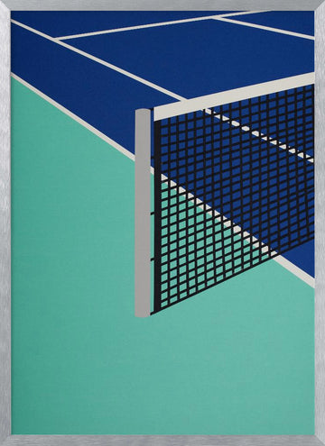 Blue Tennis Court | Poster - Silver Frame Interior