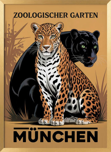 Munich Zoo Jaguar Panther | Poster - Gold Frame Interior