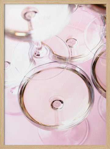 Soft Pink Champagne Glasses | Poster - Wood Frame Interior