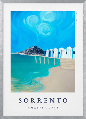 Sorrento Amalfi Coast Beach | Poster - Silver Frame Interior