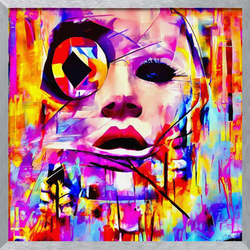 Vibrant Abstract Portrait | Poster - Silver Frame Interior