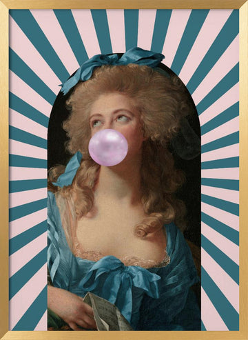Rococo Bubblegum Portrait | Poster - Gold Frame Interior