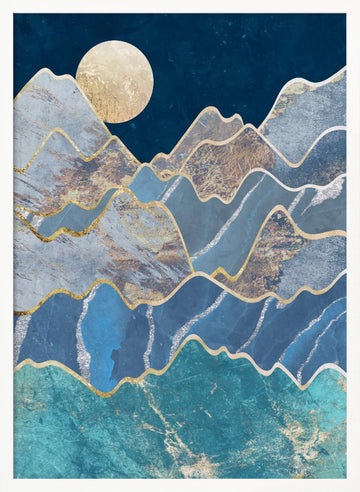 Golden Moon Mountains | Poster - White Frame Interior