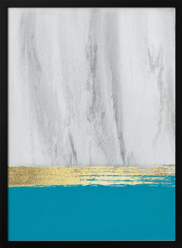 Teal Gold Horizon | Poster - Black Metal Frame Interior