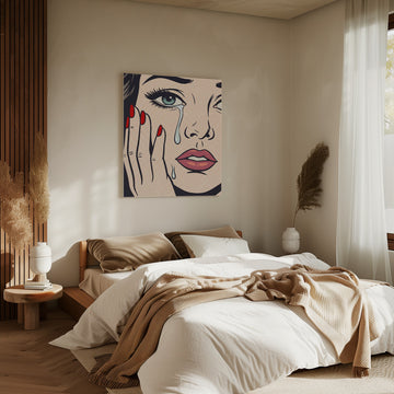 Retro Crying Woman | Canvas - Room Interior 2