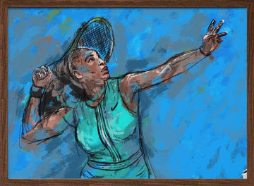 Dynamic Tennis Serve | Poster - Walnut Frame Interior