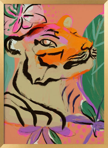 Vibrant Tiger Bloom | Poster - Gold Frame Interior