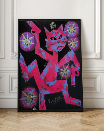 Vibrant Neon Cat | Poster - Room Interior 1