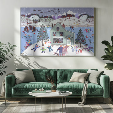 Joyful Winter Village Scene | Poster - Room Interior 1