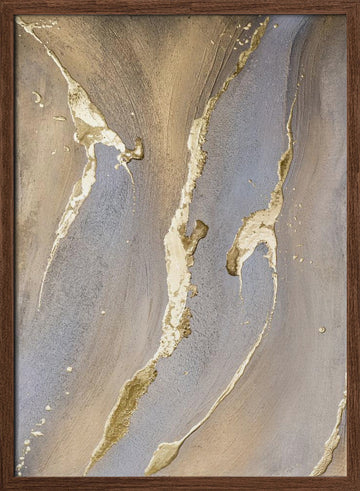 Liquid Gold Streams | Poster - Walnut Frame Interior