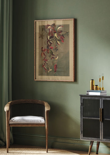 Autumn Leaves With Black Berries | Poster - Room Interior 2