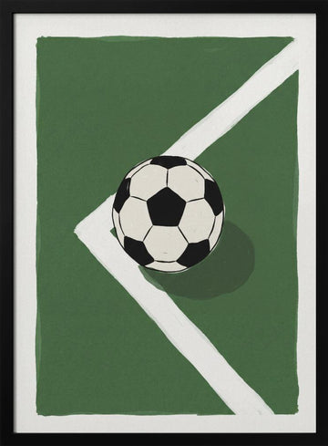 Soccer Ball Corner | Poster - Black Metal Frame Interior