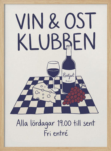 Cozy Wine Club | Poster - Wood Frame Interior