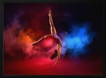 Dynamic Gymnast Leap | Poster - Black Metal Frame Interior