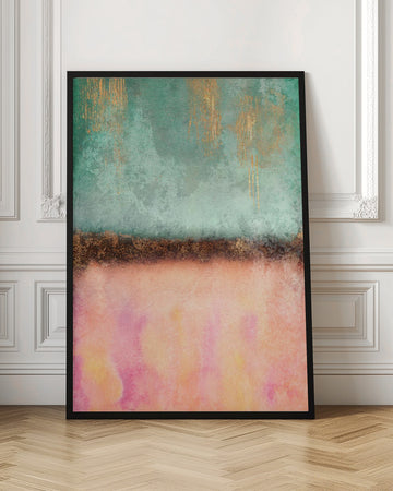 Teal Pink Gold Drips | Poster - Room Interior 1