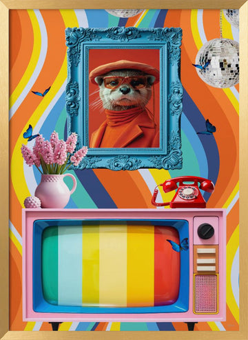 Retro Otter Vibe | Poster - Gold Frame Interior
