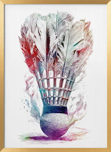 Colorful Badminton Shuttlecock | Poster - Gold Frame Interior