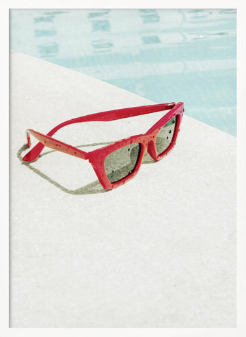 Red Poolside Sunglasses | Poster - White Frame Interior