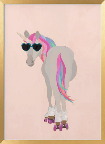 Roller Skating Unicorn | Poster - Gold Frame Interior