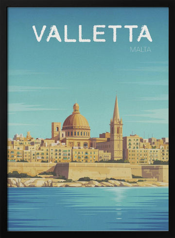 Valletta Grand Harbor View | Poster - Black Metal Frame Interior