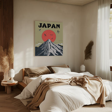 Mount Fuji Red Sun Swallows | Canvas - Canvas Interior