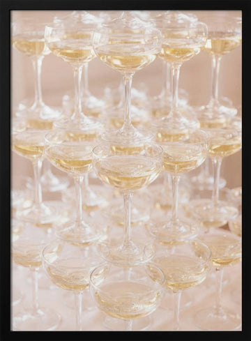 Champagne Tower Celebration | Poster - Black Metal Frame Interior