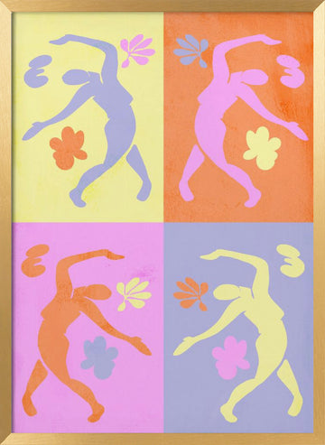Vibrant Dancing Figures | Poster - Gold Frame Interior