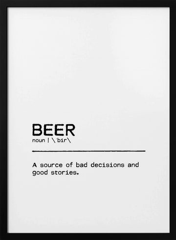Funny Beer Definition | Poster - Black Metal Frame Interior
