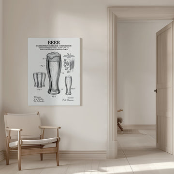 Beer Patent Drawing | Canvas - Room Interior 1