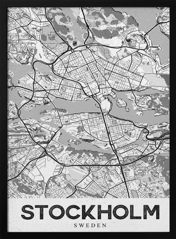 Stockholm Sweden Map | Poster - Black Metal Frame Interior