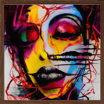 Vibrant Abstract Woman | Poster - Walnut Frame Interior