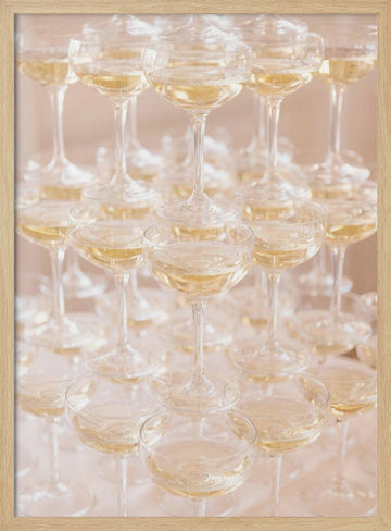 Champagne Tower Celebration | Poster - Wood Frame Interior
