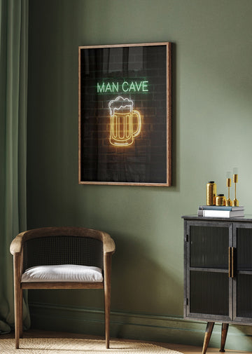 Man Cave Neon Beer Mug | Poster - Room Interior 2