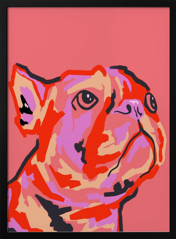Colorful Pop Bulldog | Poster - Black Metal Frame Interior