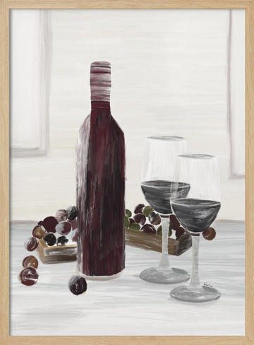 Classic Wine Still Life | Poster - Wood Frame Interior
