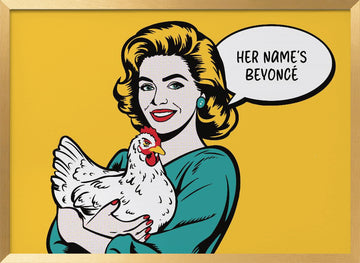 Funny Pop Art Chicken | Poster - Gold Frame Interior