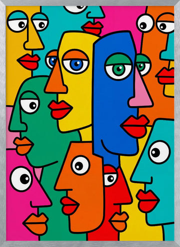 Colorful Abstract Faces | Poster - Silver Frame Interior