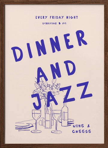 Jazz Night Feast | Poster - Walnut Frame Interior