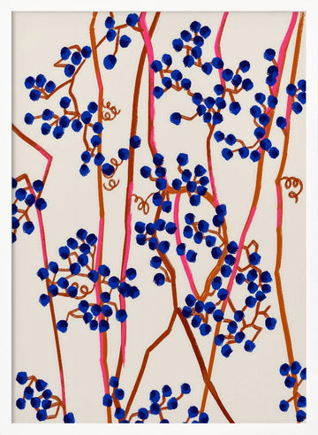 Abstract Blue Berries | Poster - White Frame Interior