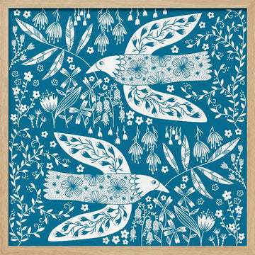 Peaceful Floral Flight | Poster - Wood Frame Interior