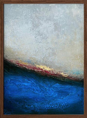 Golden Horizon Abstract | Poster - Walnut Frame Interior