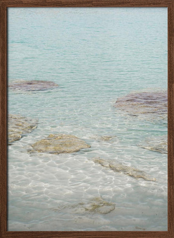 Clear Turquoise Waters | Poster - Walnut Frame Interior