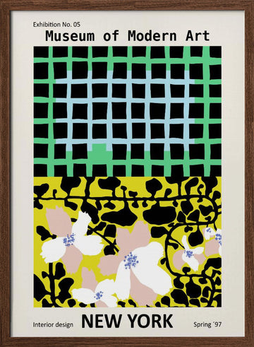 Vibrant Abstract Floral Grid | Poster - Walnut Frame Interior