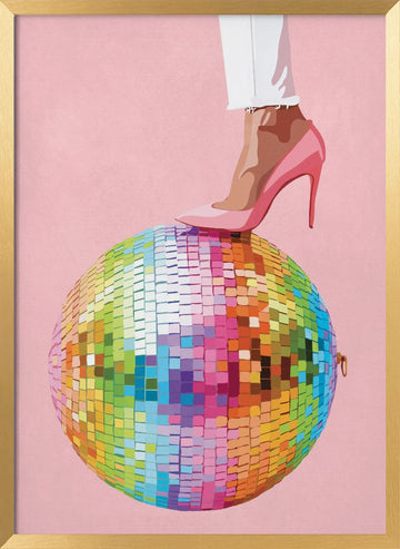 Pink Heel Disco Style | Poster - Gold Frame Interior