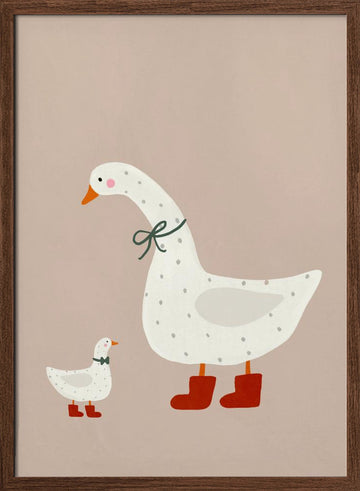Goose and Gosling | Poster - Walnut Frame Interior