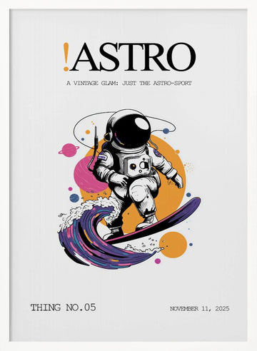 Astronaut Surfing Cosmic Wave | Poster - White Frame Interior