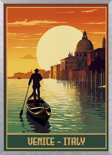 Venice Grand Canal Sunset | Poster - Silver Frame Interior