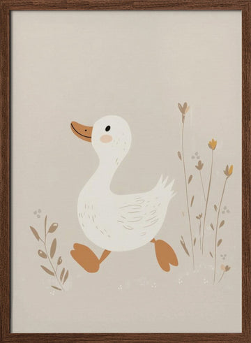 Wandering Duckling | Poster - Walnut Frame Interior