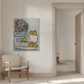 Blue and White Still Life | Canvas - Room Interior 1