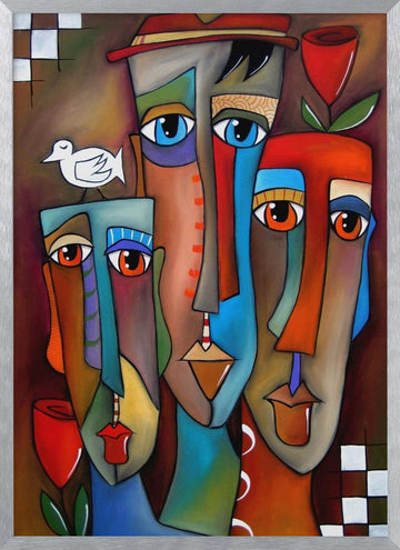 Colorful Abstract Faces | Poster - Silver Frame Interior